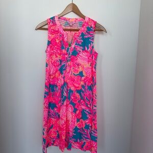 Lilly Pulitzer NWT Essie Dress in Whisper Blue Fan-tastic, Size XXS.
